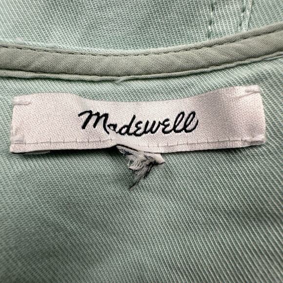 Madewell Jumpsuit Womens 14 Mint Green Top Stitched Coveralls Belted Cropped - Picture 8 of 16